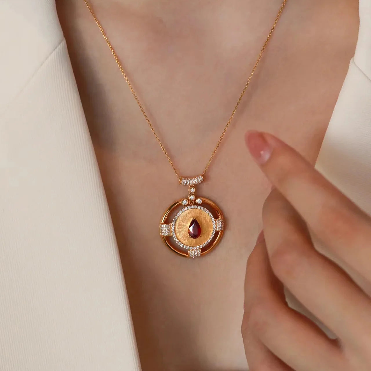 Real 14K Rose Gold 2 Carats bury Pendant Women Natural red ruby Gemstone 14K Rose Gold 45cm Necklace Jewelry Pendant mujer gifts