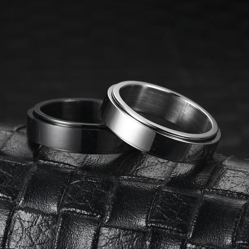 Silver Color Spinning Anxiety Rings for Men Women Star Moon Relaxing Ring 2025 Stainless Steel Anti Stress Rings Knuckle Jewelry