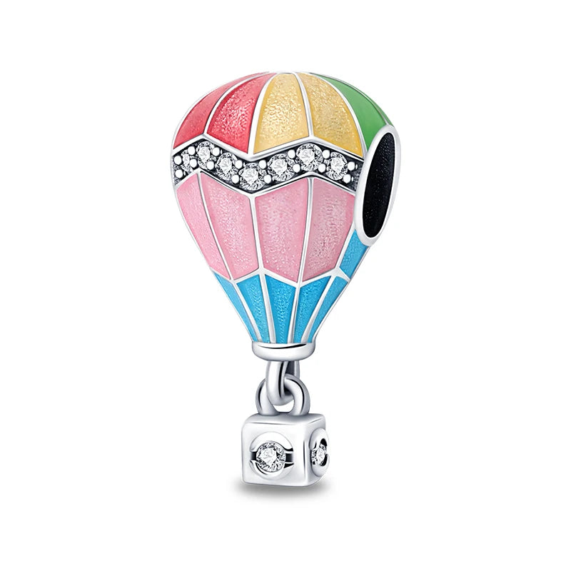 Romantic 925 Silver Couple Colourful Heart Shaped Hot Balloon Charms Beads Fit 3mm 925 Original Bracelets DIY Jewelry Gifts