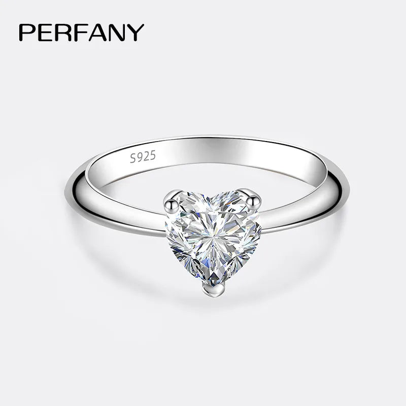 PERFANY 0.5/1/2CT Heart-Shaped Cut Moissanite Women's Ring S925 Pure Silver Laboratory Certified Diamond Wedding Luxury Jewelry - Madeinsea©