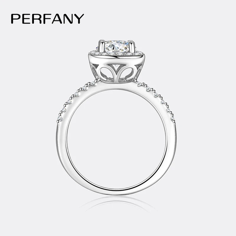 PERFANY 0.5/1/2CT Moissanite Ring for Women S925 Pure Silver Four Claw Square Wedding Ring Fashion Wedding Jewelry - Madeinsea©