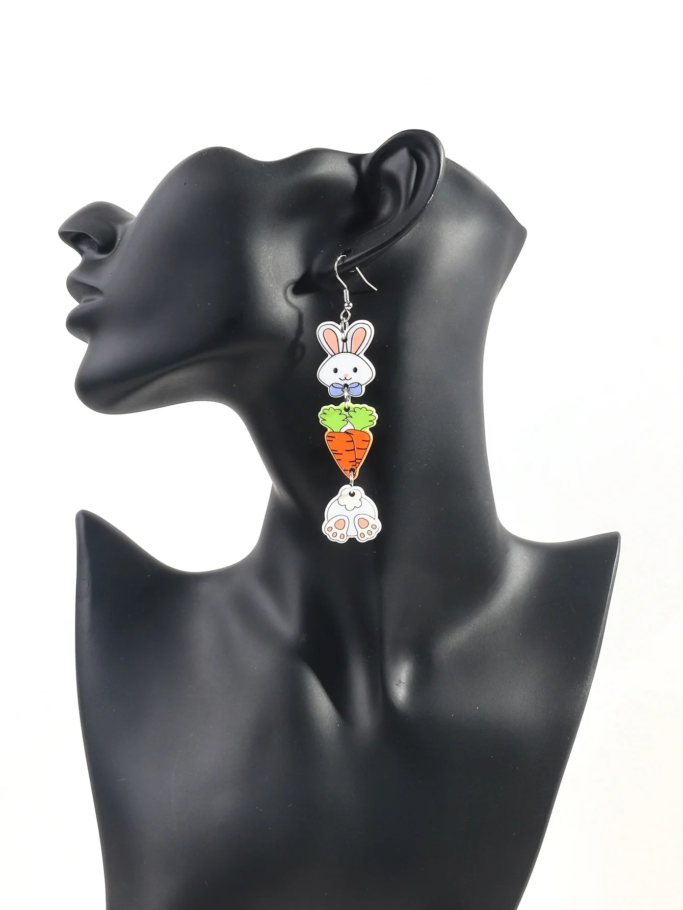Lovely Acrylic Carrot Rabbit Pendant Earrings for Women Girls Creative Cartoon Easter Egg Bunny Dangle Earring Holiday Jewelry