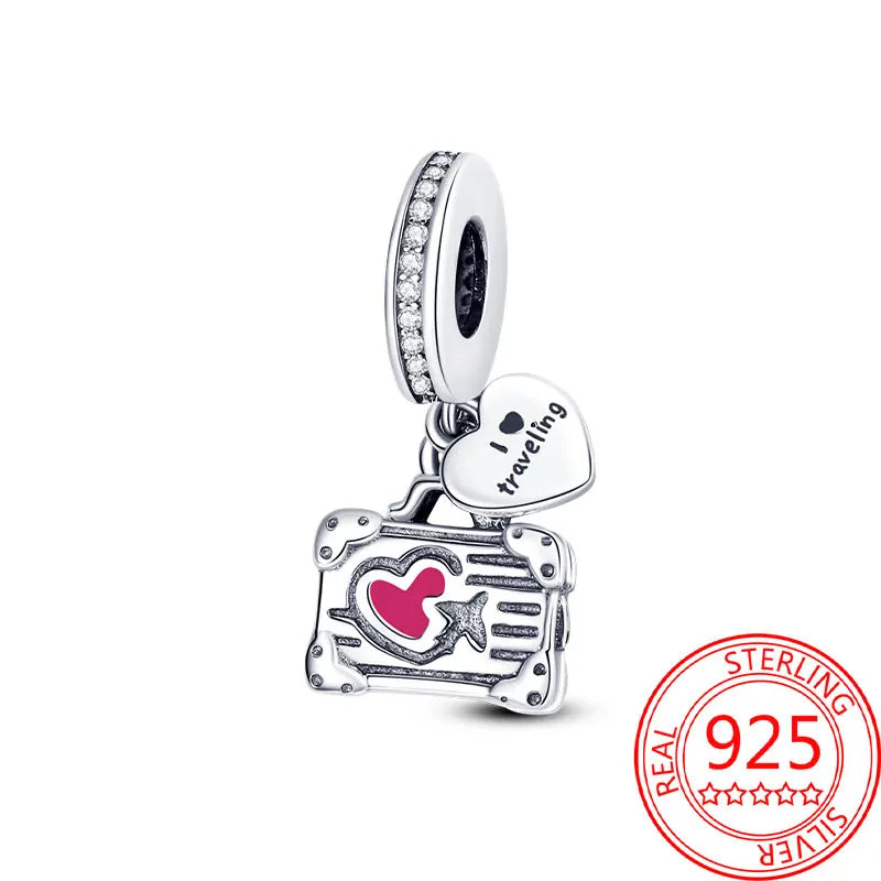 925 Sterling Silver Paris Tower Aircraft Travel Charm Pendant Beads Fit Charm Original Bracelet for Women Jewelry Making