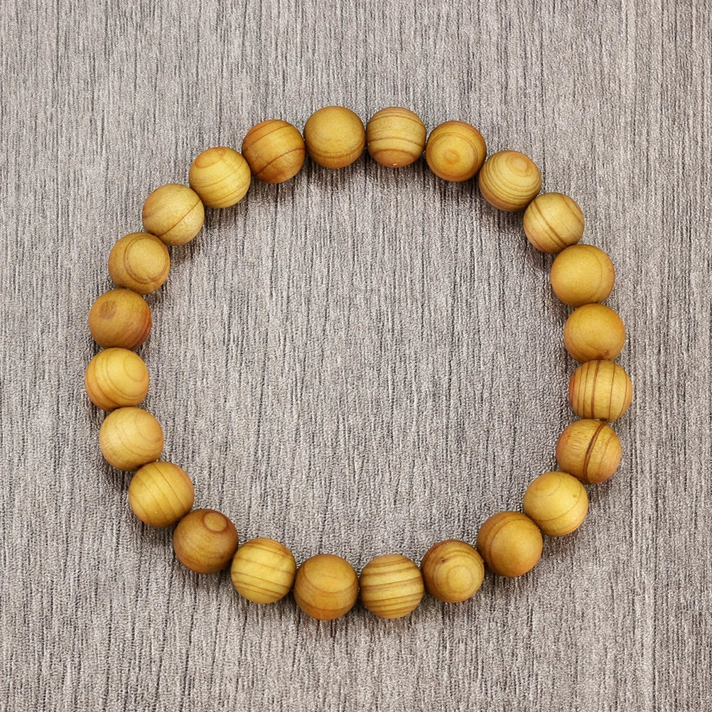 High Quality Cliff Cypress Wooden Beads Bracelets Women Men Meditation Handmade Stretch Bracelets Healing Yoga Jewelry 6/8/10mm