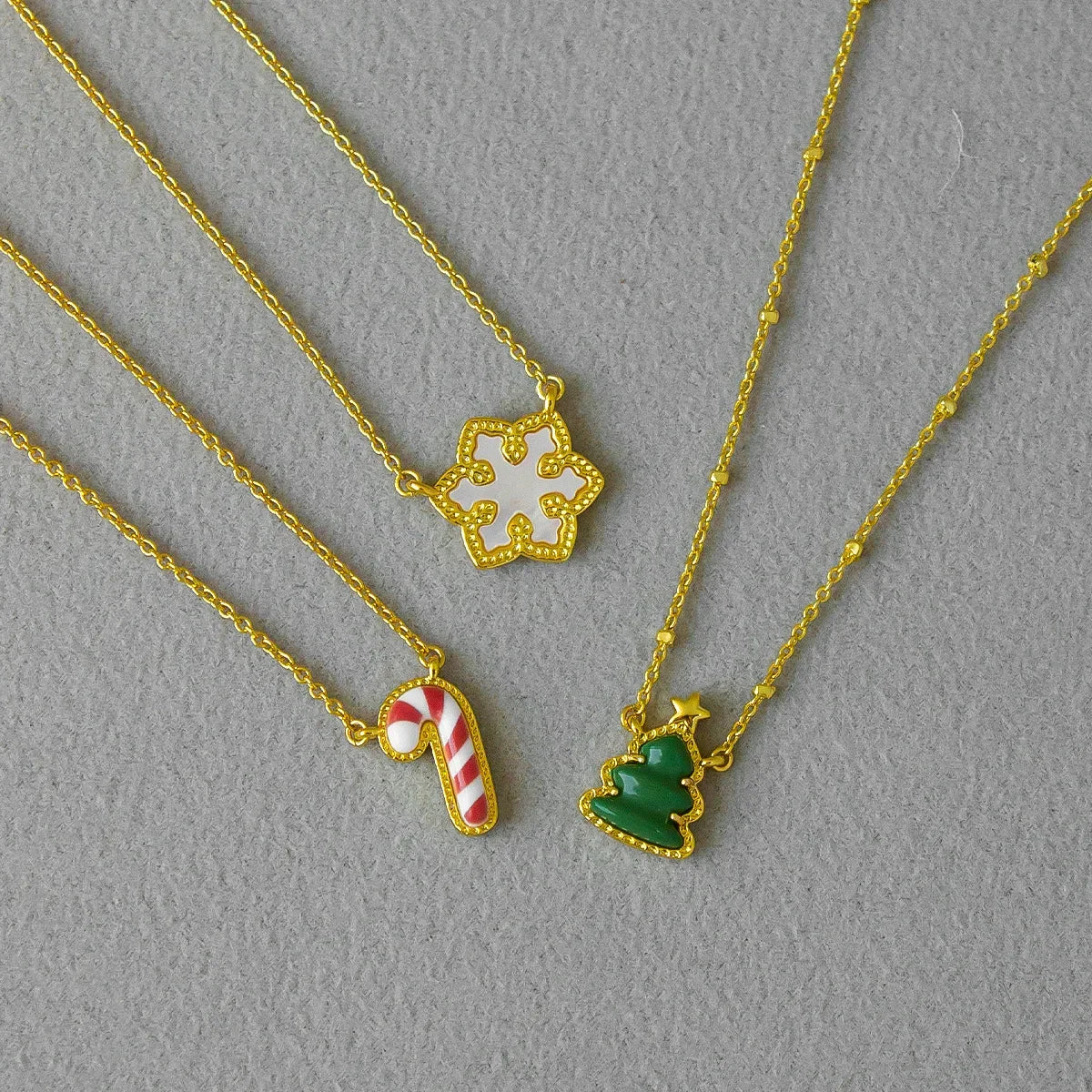 YEEVAA Christmas Series Snowflake/Holiday Tree/Candy Cane Short Pendant Necklace, Fashion Jewelry for Women