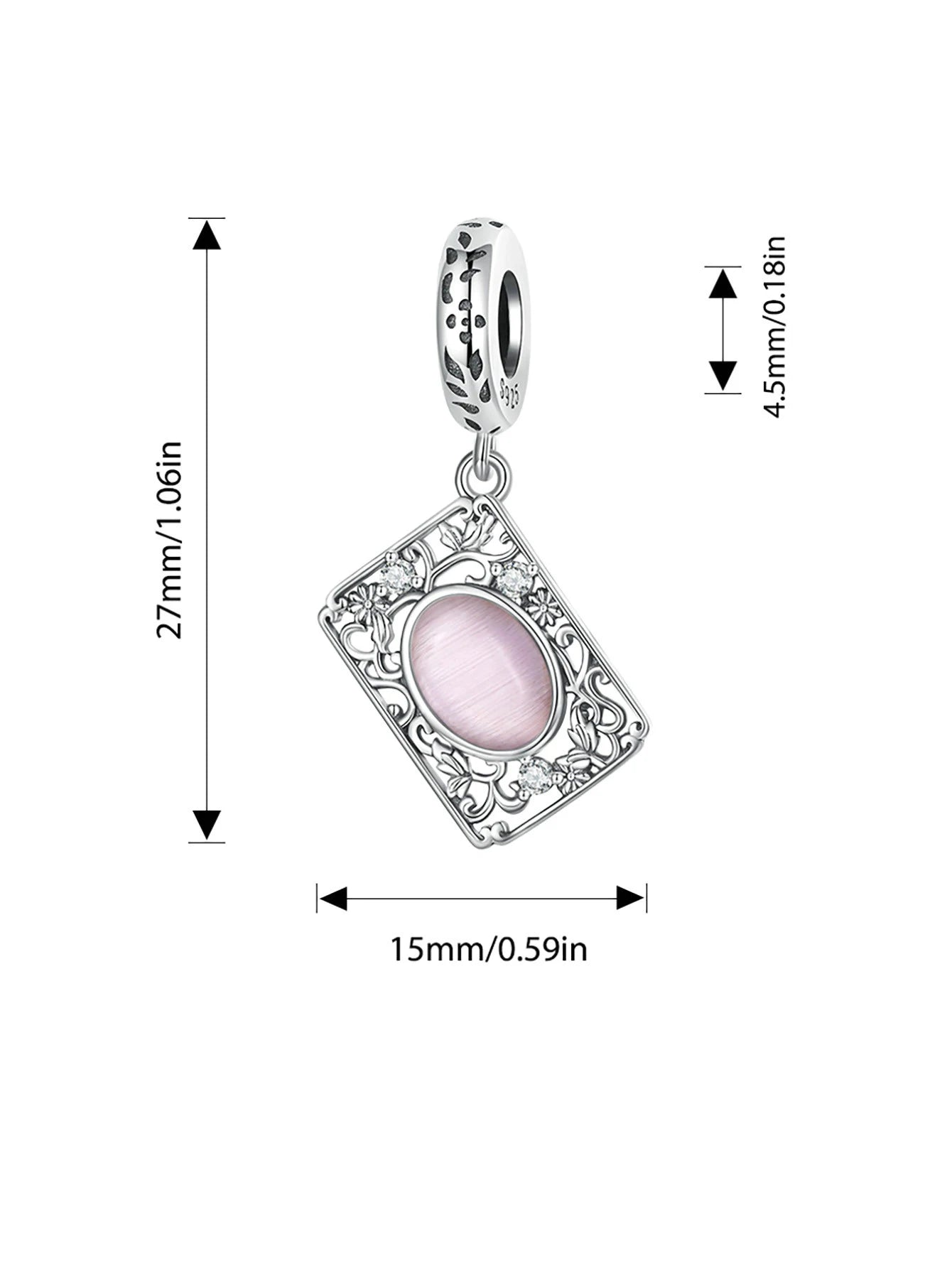 BISAER 925 Sterling Silver Tarot Card Series Pendant Tower Chariot World Judgment Hierophant Charm for DIY Bracelet Fine Jewelry