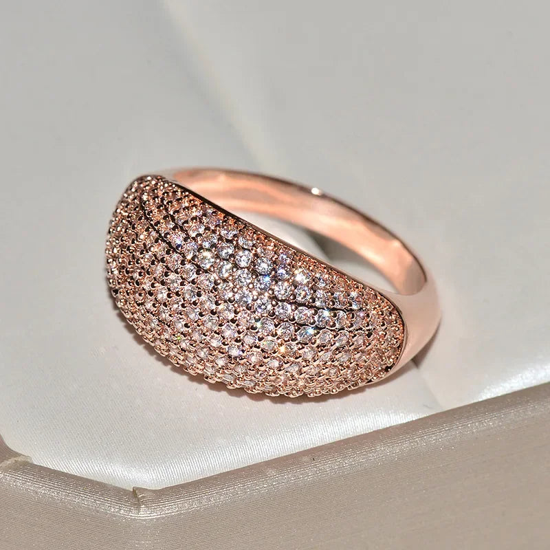 Real 18k Gold Rings for Women Luxury Full Diamond Fine Jewelry Wedding Anniversary Party for Girlfriend&Wife Gift Bijoux Femme - Madeinsea©