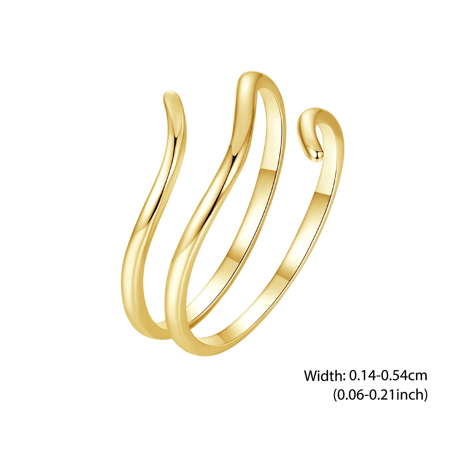 BISAER 925 Sterling Silver Multi-layered Open Ring Minimalist Statement Band Plated 18K Gold Adjustable for Women Fine Jewelry