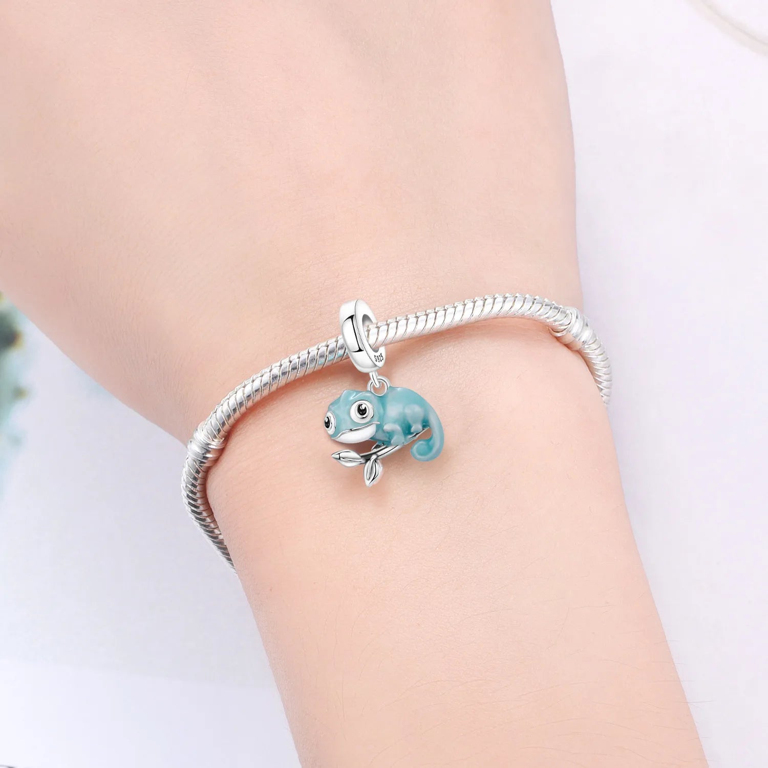PANPOKI 925 Sterling Silver Chameleon Animals Pendant Beads Original Pendants Bracelet Charm Jewelry Party DIY Trendy Gifts