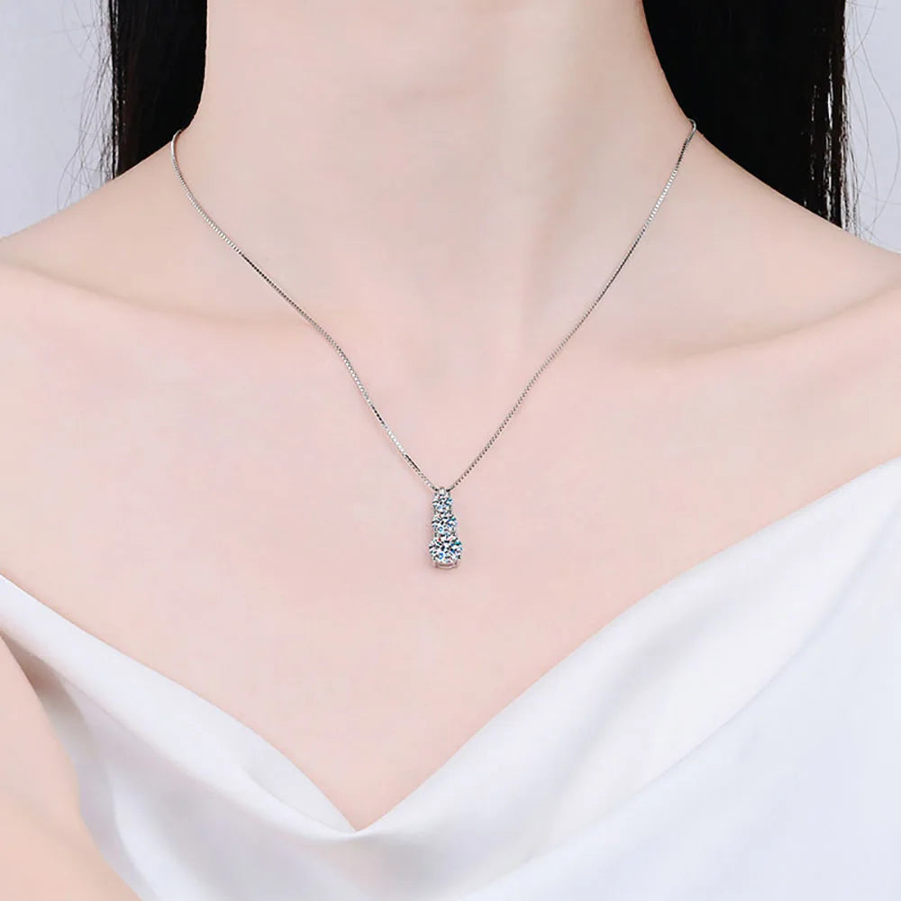 Serenity 1.8ct D Moissanite Pendant Necklace Women Gift S925 Sterling Silver Jewelry Sparkling Lab Diamond Neck Chain Plated 18K - Madeinsea©