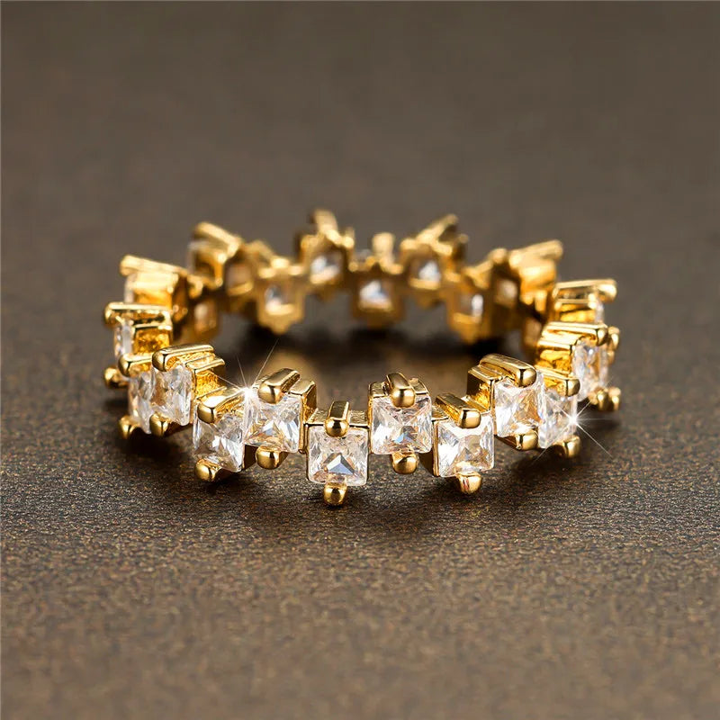 Female Light Purple Zircon Stone Ring Cute Gold Color Summer Wedding Jewelry For Women