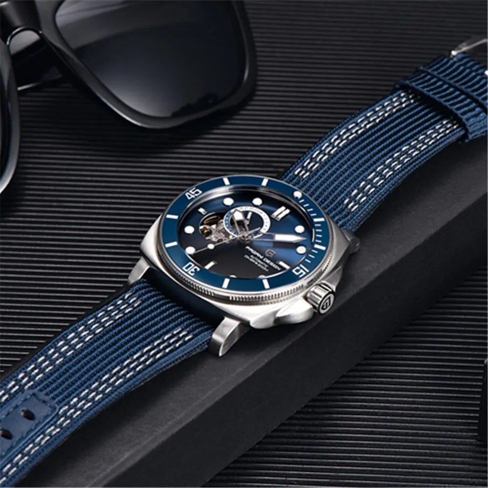 Montre mécanique pour homme de style sportif nautique
