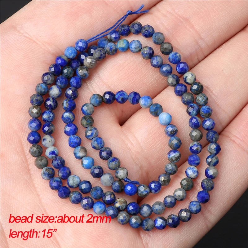 45 Styles Natural Lapis Lazuli Beads Blue Round Rondelle Faceted Loose Spacer Stone Bead For Jewelry Making Accessories Supplies