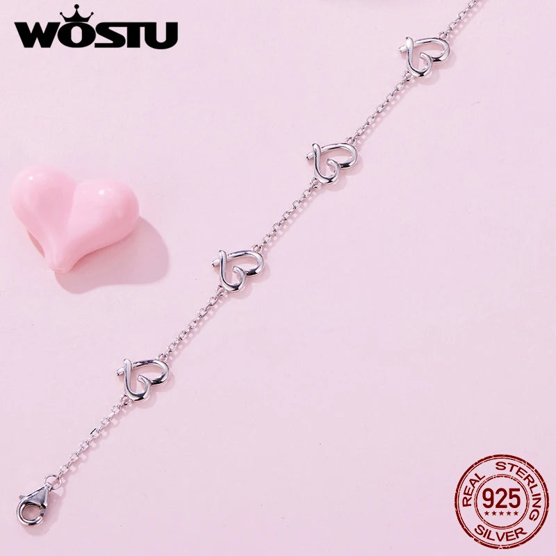 WOSTU Christmas Snowflake Bracelet For Women, 925 Silver Sparkling Zirconia Adjustable Chain Links Dainty Winter Jewelry Gift