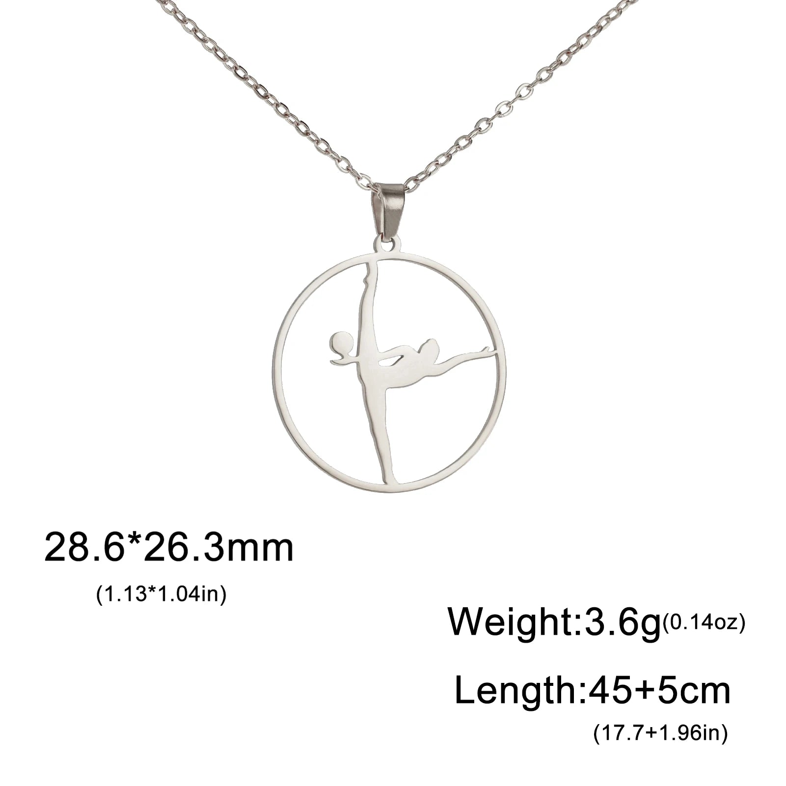 Dreamtimes Gymnastics Necklace Stainless Steel Sports Dance Artistic Gymnastics Skating Athlete Jewelry Pendant Women's Gift