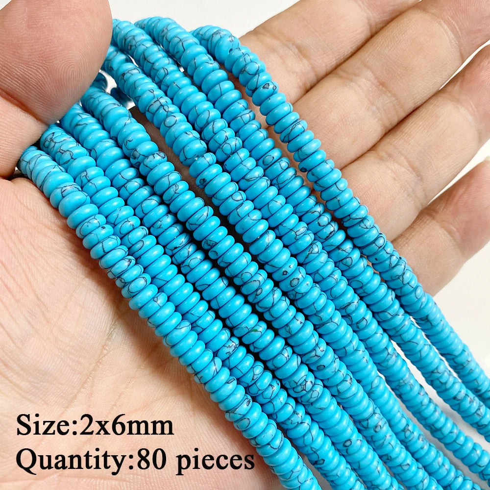 Wholesale Blue Turquoise Stone Beads Round Square Rondelle Irregular Loose Spacer Bead For Jewelry Making DIY Bracelet Necklace