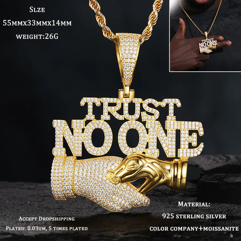 TUHE Unisex 925 Pipe Pendant Necklace Iced Out Moissanite Gold Silver Color Charm Hip Hop Fine Jewelry