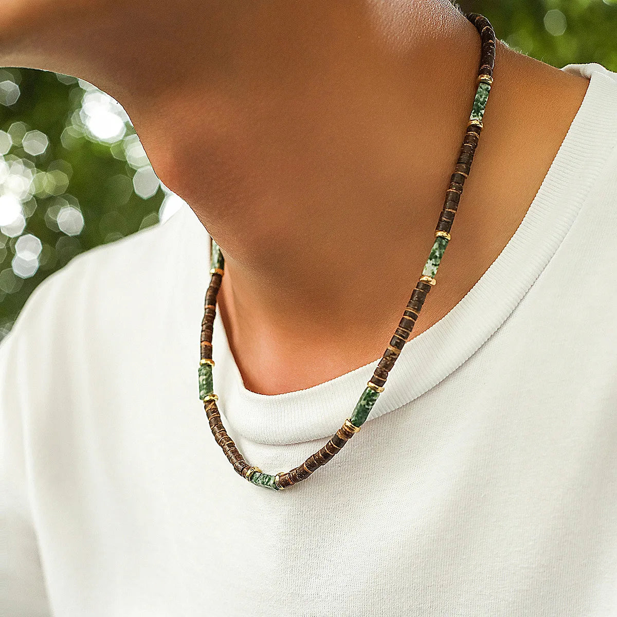 New Bohemian Men's Beaded Necklace Tiger Stone Natural Stone Fashion Trend Design Minimalist Necklace Commemorative Gift - Madeinsea©