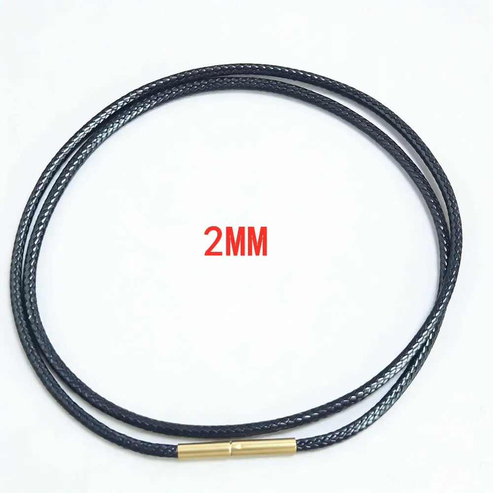 MKENDN Black Leather Chain Necklace for Diy Women Men Handmade Braid Rope Long Necklace 40/50/60/70CM Neck Pendant Chain Jewelry