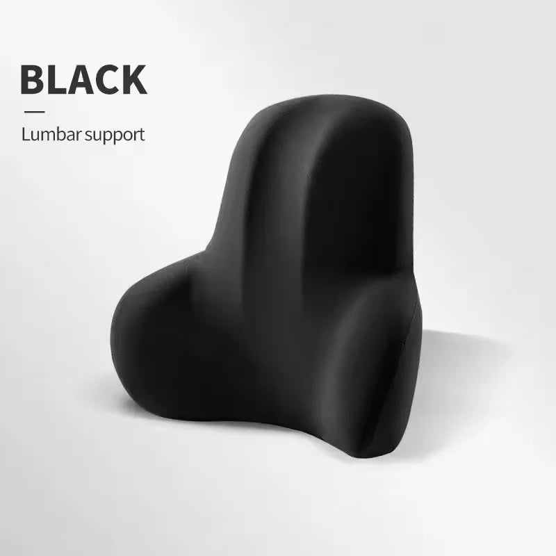Ergonomic Car Headrest Lumbar Support Set Memory Foam Neck Protection Cushion  Breathable Plush Cover Universal Vehicle Supplies