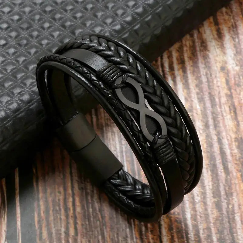 Multi-Layer Men Leather Bracelet Stainless Steel Infinity Symbol Charm Fashion Classic Bracelets for Men Jewelry Gift - Madeinsea©