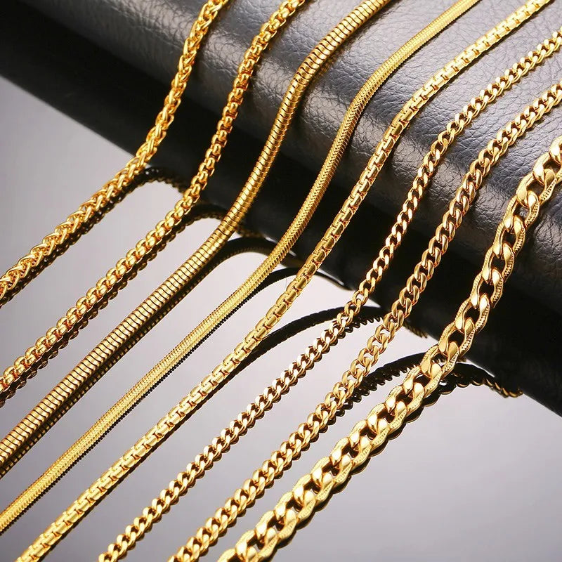 Collier ras du cou pour homme Vnox Dropshipping, chaîne gourmette plate en acier inoxydable, motif serpent ton sur ton, 3-6 mm, 61 cm (24 pouces).