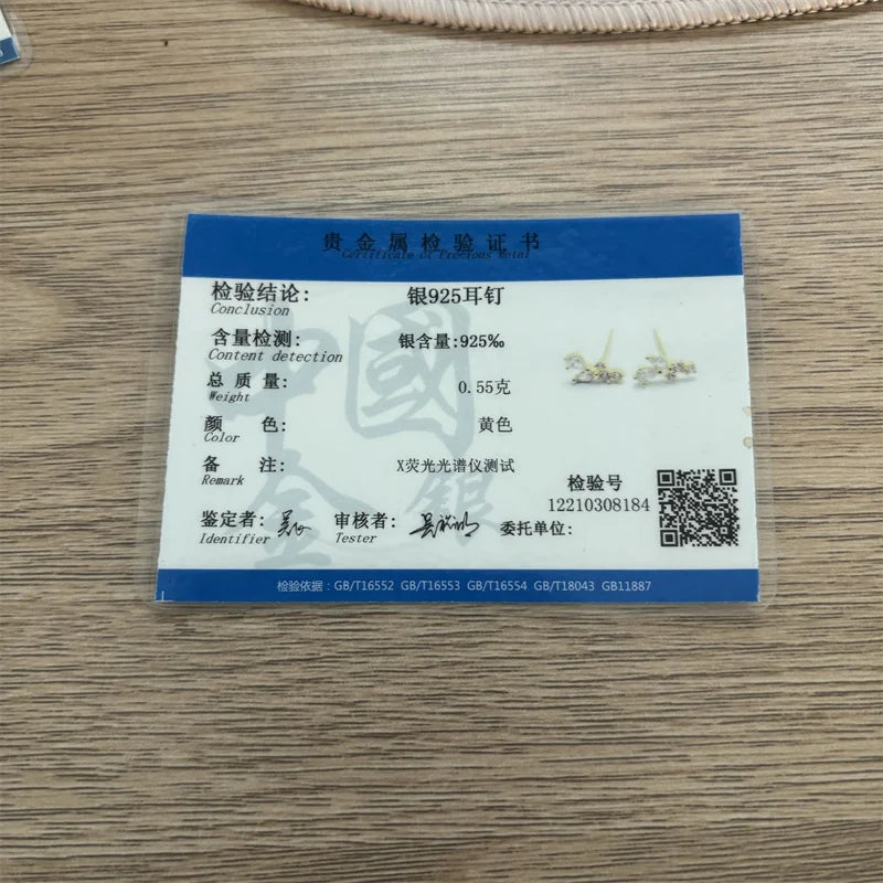 925 Sterling Silber Koreanische Einfache Pavé Kristall Malt Stud Ohrringe Frauen Licht Luxus Temperament Hochzeit 14k Gold Schmuck