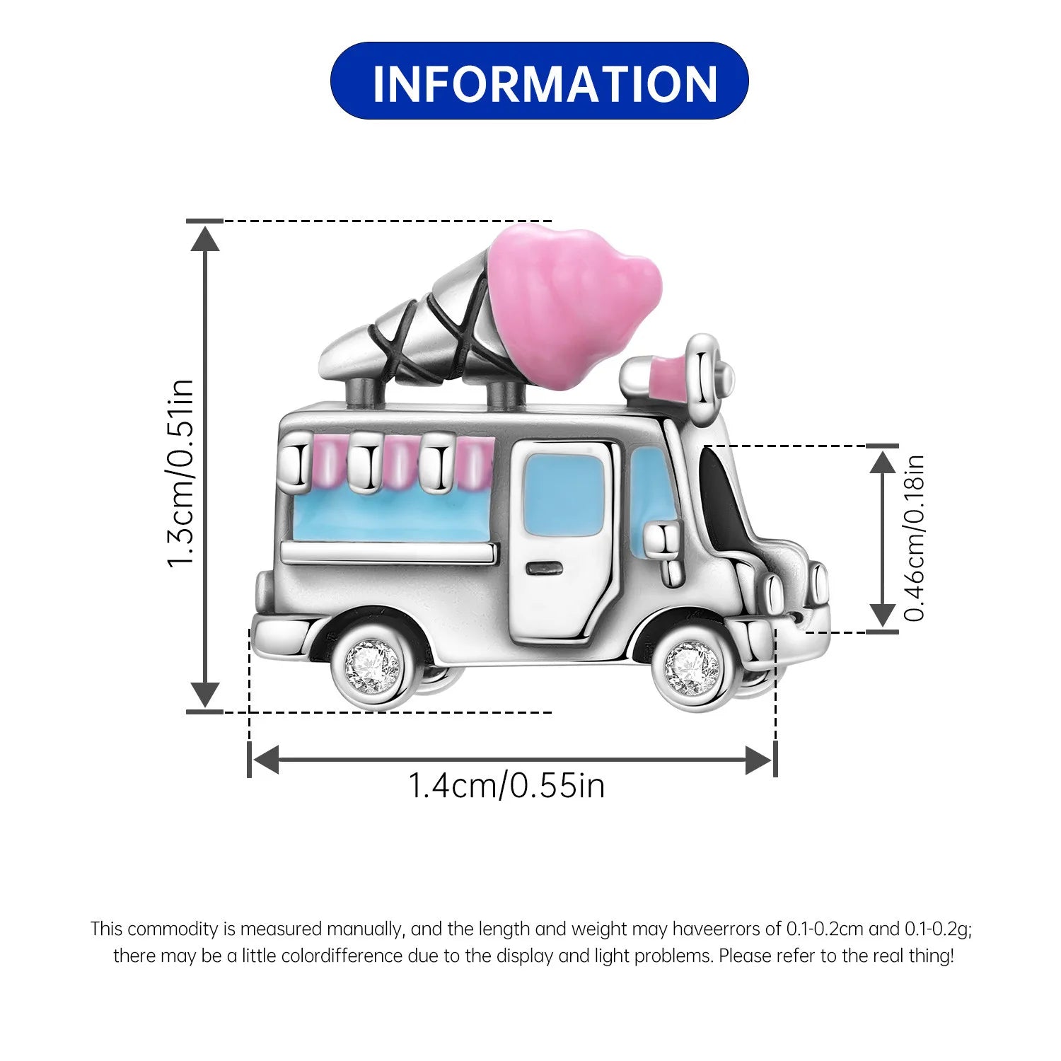 PANPOKI 925 Sterling Silver Ice Cream Cart Model Beads Original Pendants Bracelet Charm Jewelry Party DIY Trendy Gifts
