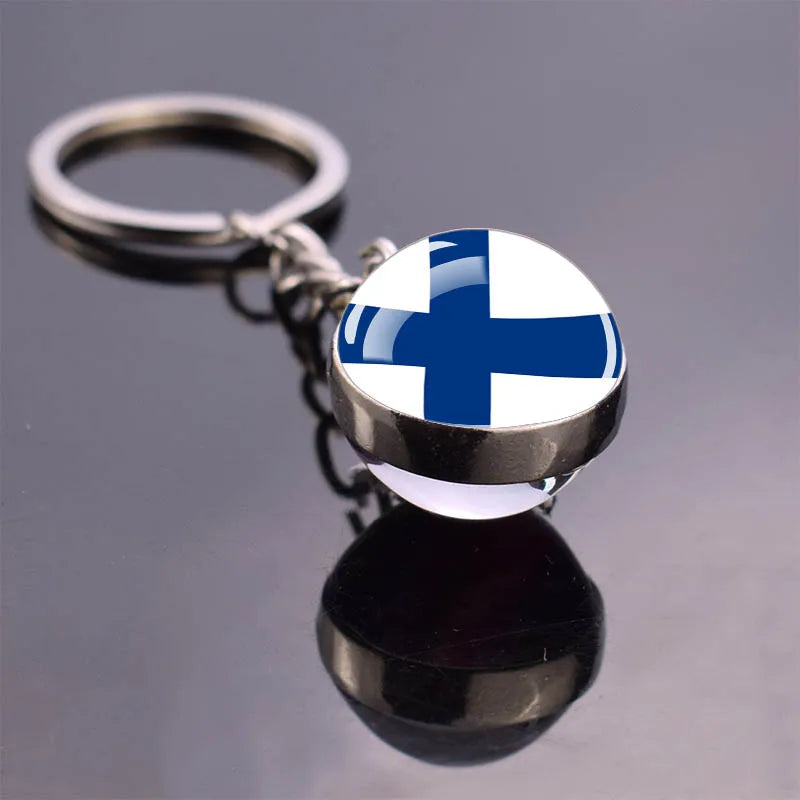 Europe Countries Flag Glass Ball Keychain Russia France Spain UK Italy Poland Ukraine Flag Keyring Travel Gift