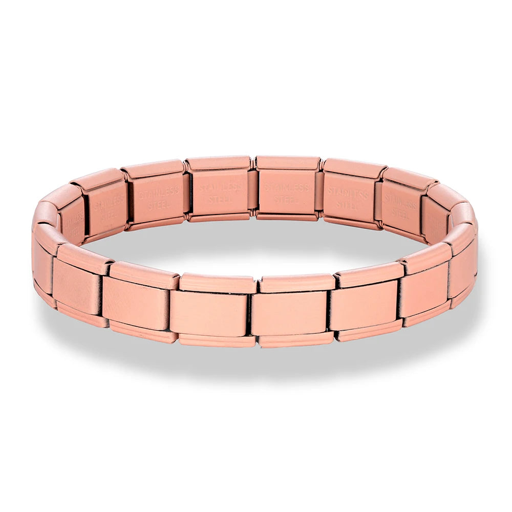 MKENDN New Women Men Jewelry DIY 9MM Width Italian Elastic Charm Bracelet Matte Solid Color Stainless Steel Fashion Bangle