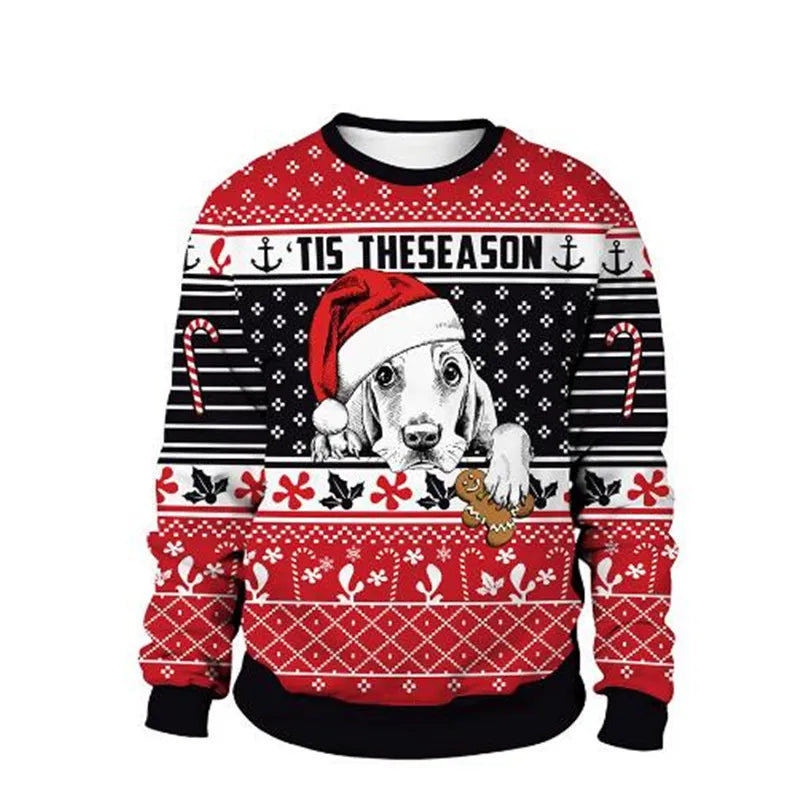 Clothing Wholesale Unisex Men Women 2026 Ugly Christmas Sweater Santa Elf Christmas Funny Fake Hair Sweater Autumn Winter Tops