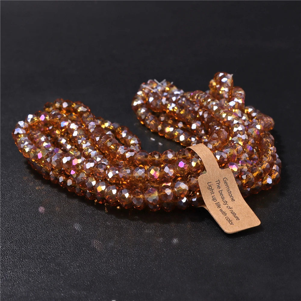 Wholesale 5 strand/lot Faceted Austrian Crystal Bead Rondelle Loose Spacer AB Color Glass Beads For Jewelry Making  Accessories