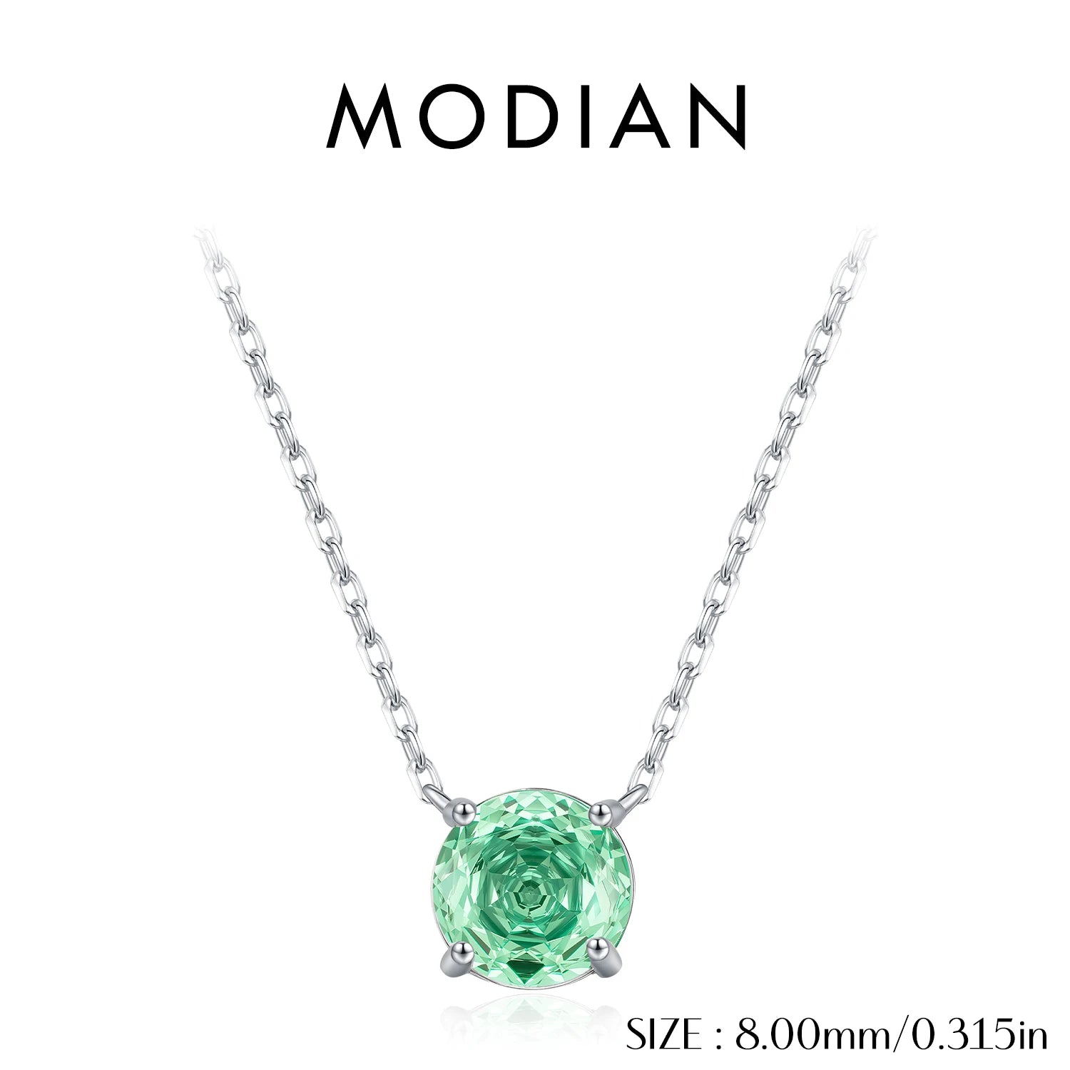 MODIAN 925 Sterling Silver Multi-Color Fashion Round Rose Cut Zirconia Pendant Necklace For Women Vacation Fine Jewelry  ﻿