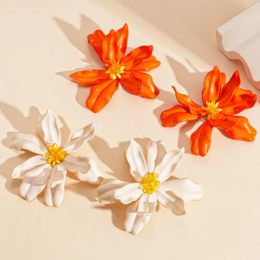 2025 New Vacation Acrylic Glass Flower Petals Silver Needle Earrings