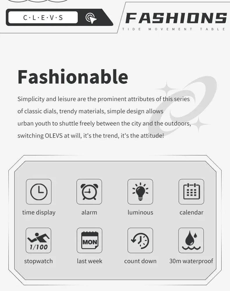 OLEVS 1105 New Men's Electronic Watch Silicone Strap Square Alarm Stop-Watch Calendar Waterproof Sports Digital Watches for Men