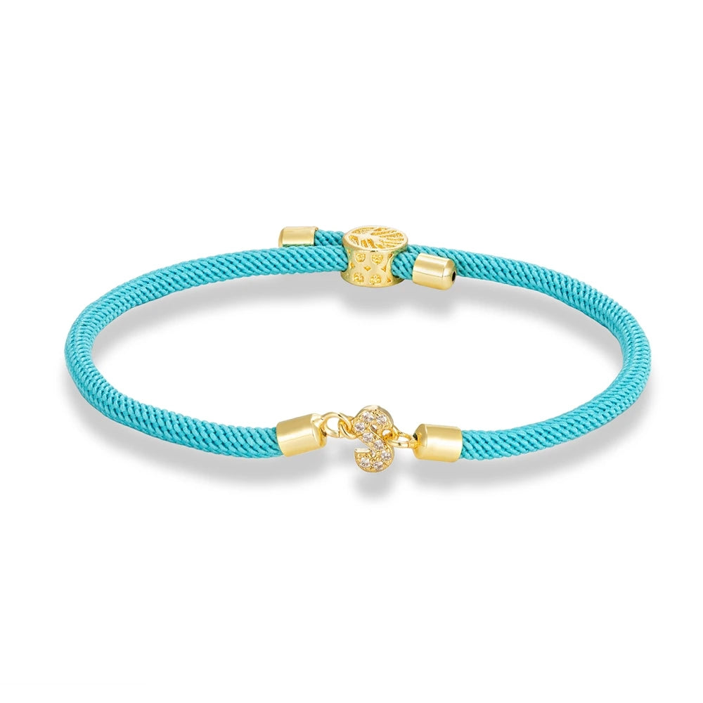 MKENDN Fashion Women Pave Zircon A-Z Initial Letter Bracelets Colorful Adjustable Charm Rope Bracelet For Women Jewelry Gift