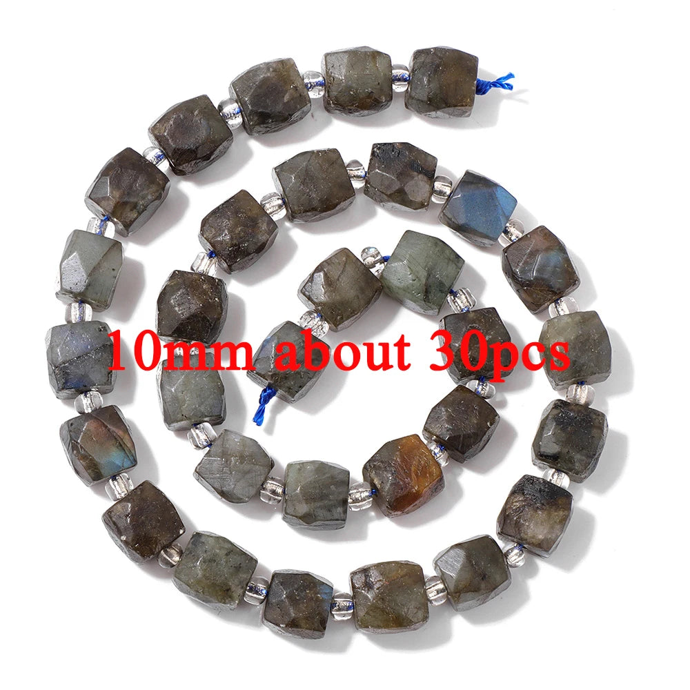 Natural Dark Labradorite Stone Bead Black Spectrolite Faceted Round Leaf Square Loose Spacer Beads For Jewelry Making Handmade