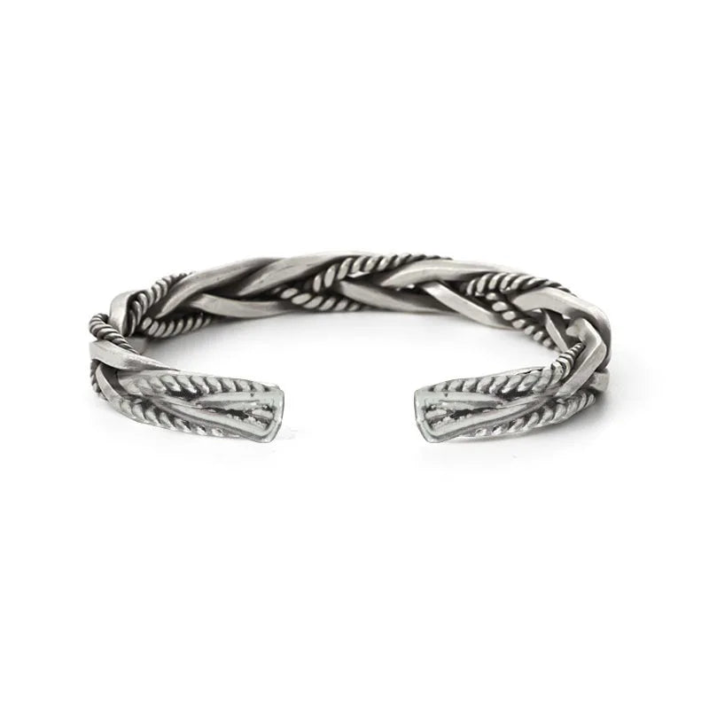 Retro Twisted Rope Bracelet For Men Silver Color Punk Gothic Rock Hiphop Adjustable Bracelet Biker Accessories Unisex Gift