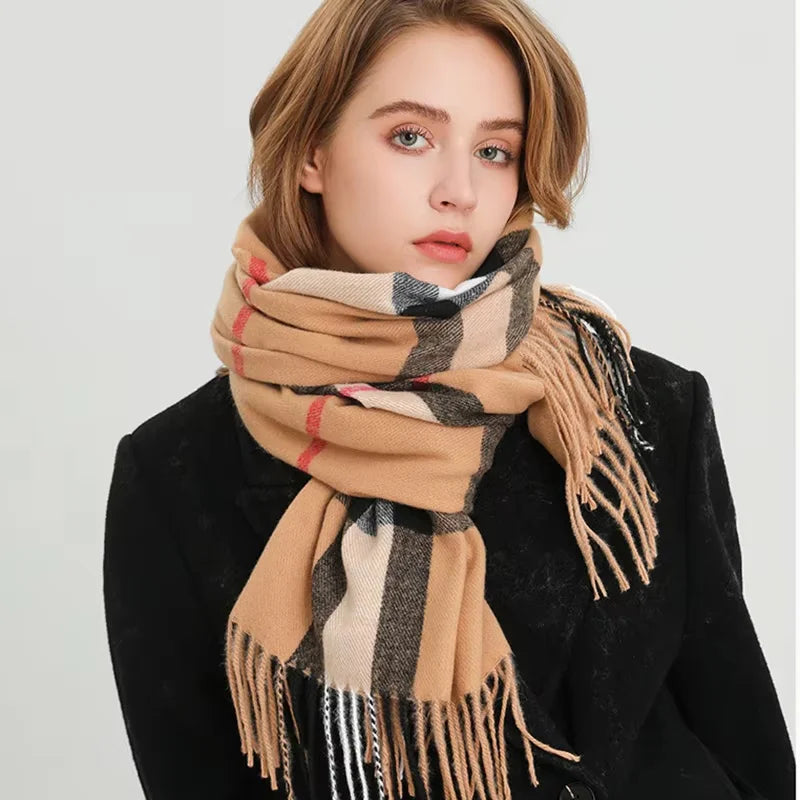 Premium Cashmere Plaid Scarf - Blend of Classic Charm & Modern Elegance