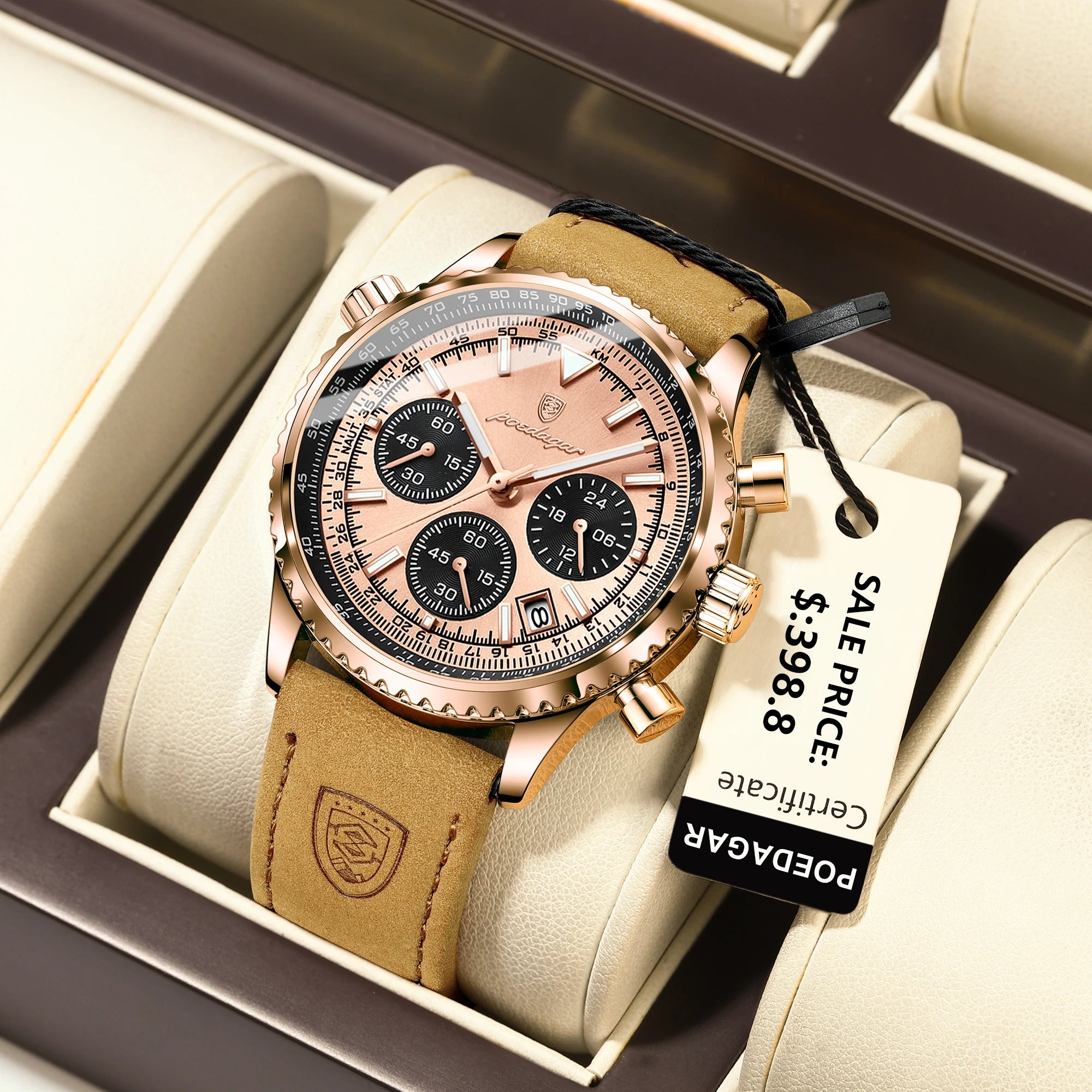 POEDAGAR Luxury Man Watch Quartz Waterproof Luminous Date Chronograph Leather Men Wristwatch Military Sports Men's Watches Reloj - Madeinsea©