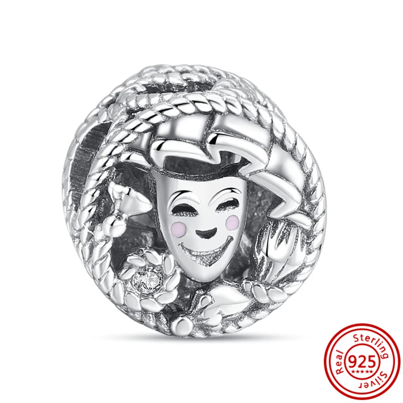 Authentic 100% 925 Sterling Silver Fit Original Pantaro Charms Bracelet Heart Round Style Simple Beads Women DIY Jewelry Making