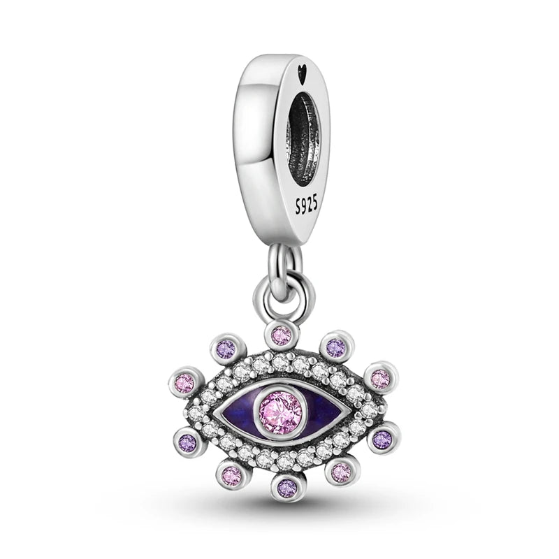New 925 Sterling Silver Charms Beads Pendant Devil's Eye Blue Zircon Charms For Original Bracelet Charms DIY Jewelry Gift