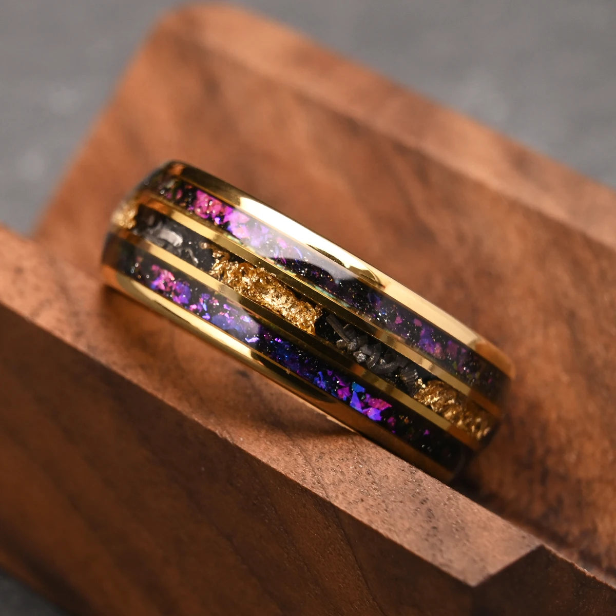 8MM Meteorite tungsten ring anillos bague homme de compromiso fashion jewelry Men's wedding bands Amethyst engagement rings gift