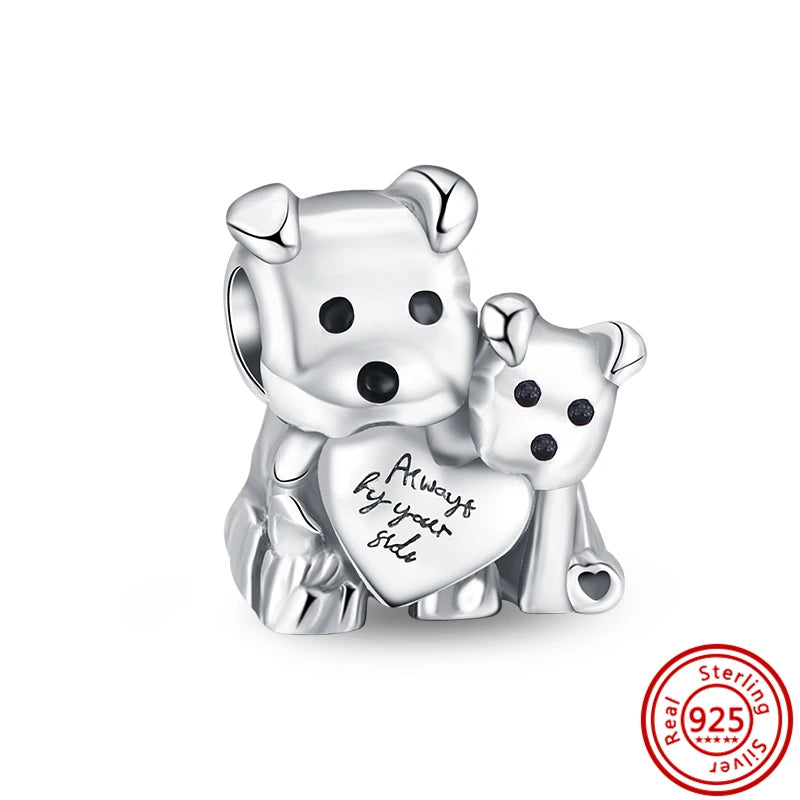 Authentic 100% 925 Sterling Silver Fit Original Pantaro Charms Bracelet Heart Round Style Simple Beads Women DIY Jewelry Making