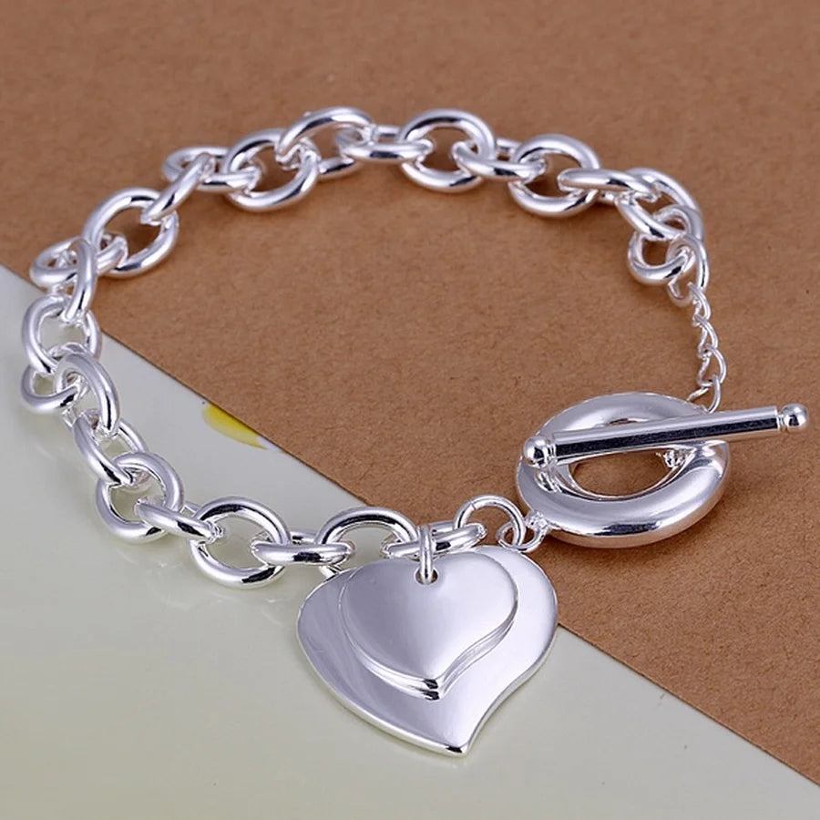 Noble 925 Sterling Silver Square Solid Chain Bracelet for Women Men Charm Party Gift Wedding Fashion Jewelry - Madeinsea©