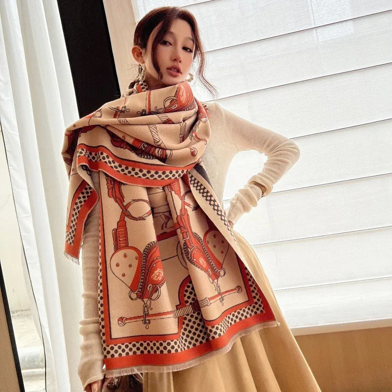 Print Cashmere Scarf Women Thick Warm Winter Blanket Brand Female Luxury Quality Shawl Wrap Bufanda 2025 Poncho Echarpe Pashmina