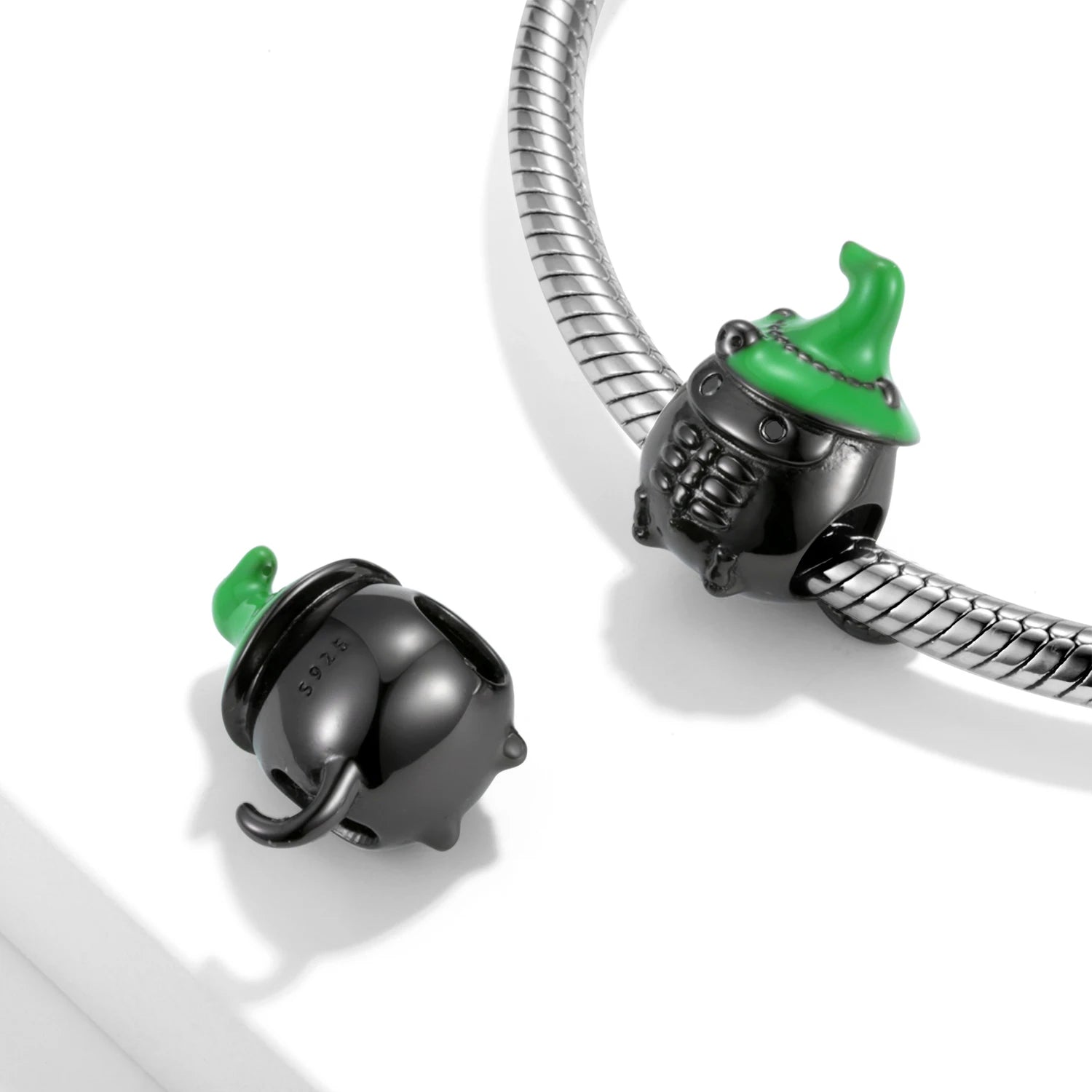 925 Sterling Silver Black Heart Left Right Face Butterfly Octopus Skull Halloween Beads for Charms Bracelet Pendant Diy Bracelet