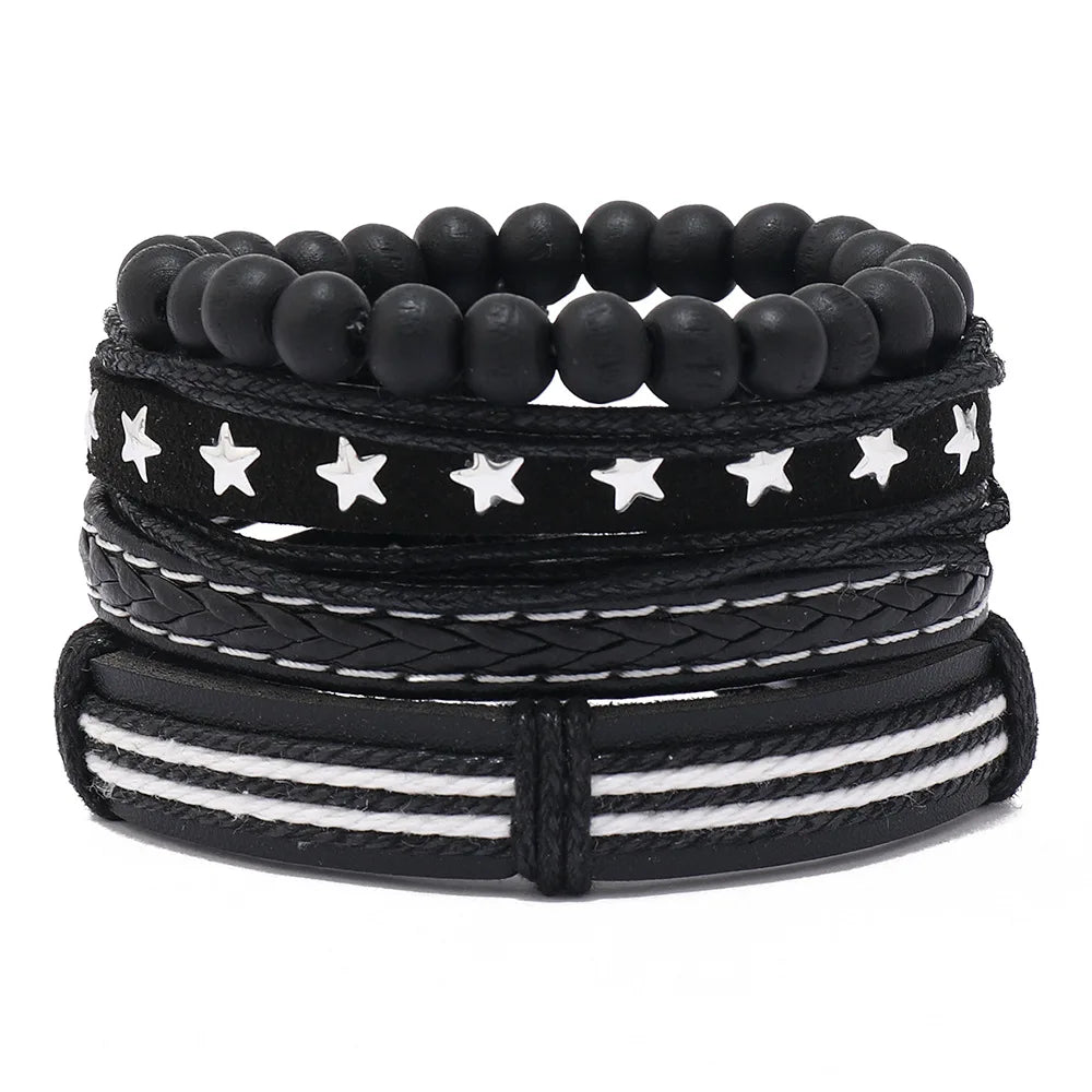 Wholesale Best-selling Multi-layer Buddha Bead Beaded Bracelets Men's Retro Style Multi-layer Elastic Thread Adjustable Wooden