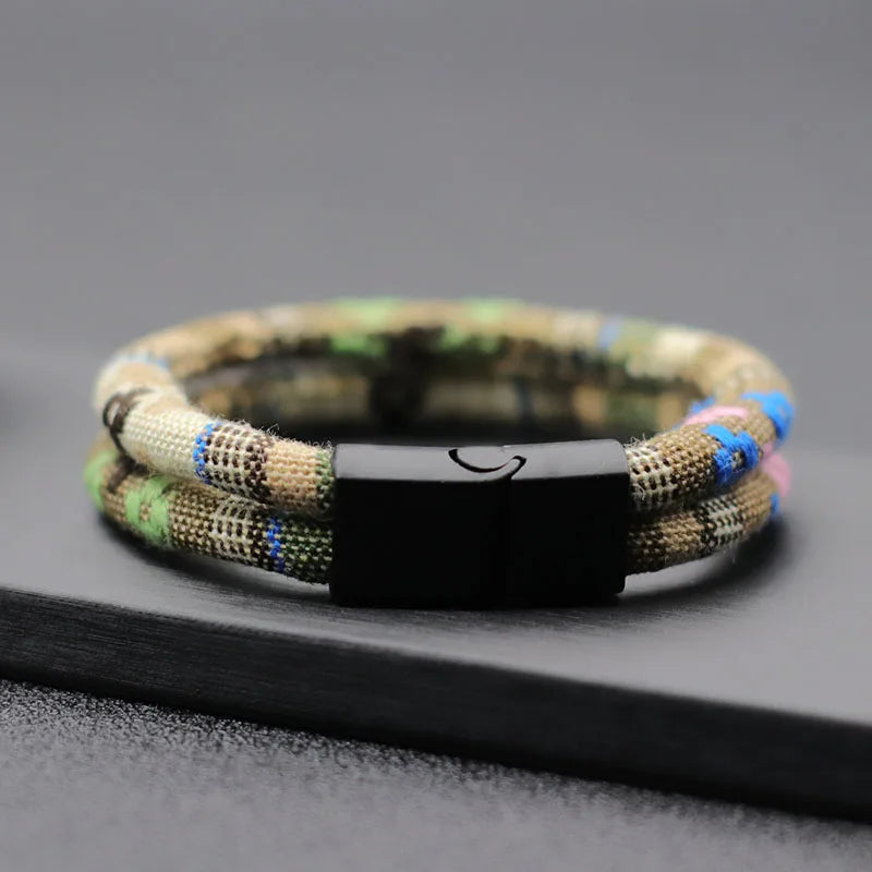 Noter Bohemian Rope Man Bracelet  6mm Double Layer Macrame Braclet Beach Bijoux Homme Turkey Survival Braslet Pulseira Masculina