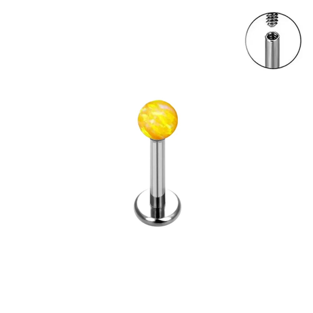 ASTM F136 Titanium Earrings Labret Colorful Opal Ball Sexy Nose Rings Lip Stud Ear Cartilage Tragus Piercing Body Jewelry